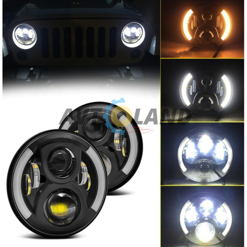Led Фары 90 ват Нива 2121-21213 Тайга УАЗ 469 ГАЗ 24, ВАЗ 2101, Хаммер, FJ Cruiser, w463 (луна) купить недорого