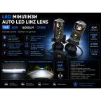 Лампи LED мінілінзи Н4 Auto Led Linz LENS″ (80 Вт, 16000 Лм, 5700К, 12-24v, Цоколь H4) купити дешево