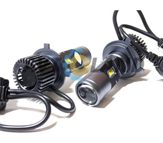 Светодиодные LED лед лампы линзы GT4 цоколь H4, мини би-линзы 6500К