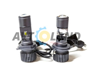 Світлодіодні LED лід лампи лінзи GT4 цоколь H4, міні бі-лінзи 6500К