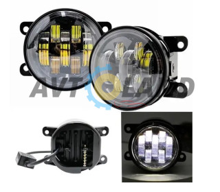 Светодиодная противотуманная , фара Led круглая (к-т 2ш7 линз 90мм 3,5″ OPEL, PEUGEOT, RENAULT, FORD