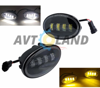 Светодиодные противотуманные фары LED ХОНДА СРВ, ЦИВИК, АККОРД, ФИТ (Белый/Желтый)2 реж