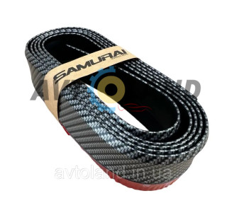 Молдинг бампера (250х6 см) SAMURAI CARBON / Универсальная резиновая губа на бампер, Карбон