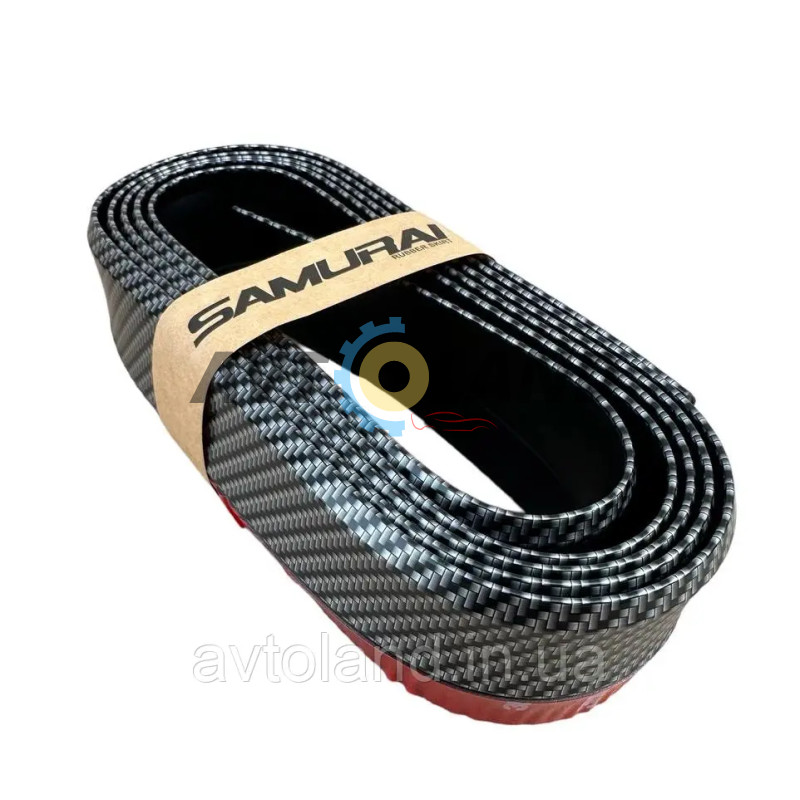 Молдинг бампера (250х6 см) SAMURAI CARBON / Универсальная резиновая губа на бампер, Карбон купить недорого