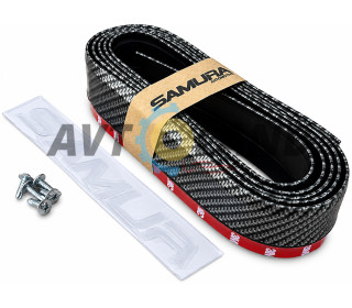 Молдинг бампера (250х6 см) SAMURAI CARBON / Универсальная резиновая губа на бампер, Карбон