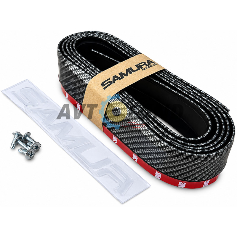 Молдинг на авто (250х6 см) SAMURAI BLACK / Універсальна гумова губа на бампер, Карбон купити дешево