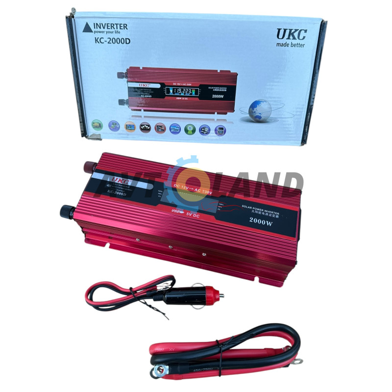 Инвертор 2000W 12V-220V UKS автомобильный преобразователь напряжения с дисплеем купить в Украине