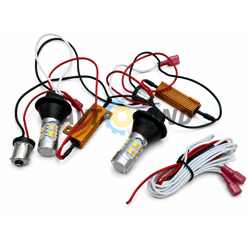 Автолампы LED DRL/turn ДХО Поворот 4014 CANBUS P21W 1156 PY21W BA15S купить недорого