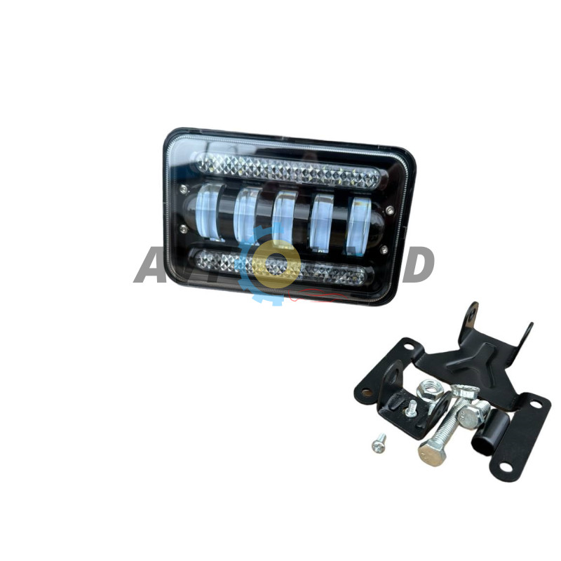 Фара LED Прямоугольная 144W 6000K (5 диодов+ходовые огни) (17СМ Х 10СМ Х 5СМ) купить недорого