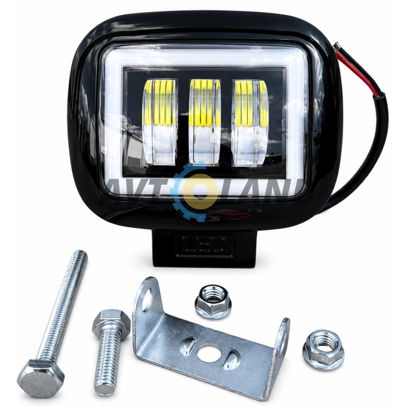 Светодиодная LED фара 45ВТ квадратная+ДХХО (BLACK) купить недорого