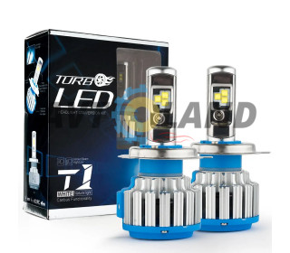 Комплект LED ламп TurboLed T1 H4 6000K 50W 12/24v CanBus з активним охолодженням
