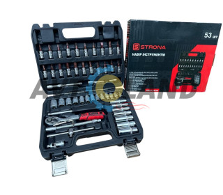 Набір інструментів 53 од., 1/4″, 72 зуба, Cr-V 	
