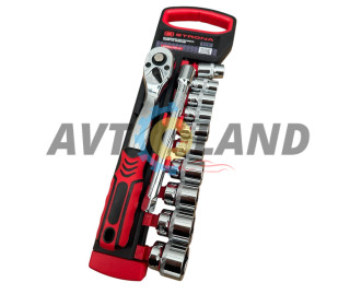 Набор торцевых головок с рукояткой с храповым механизмом 12ед.1/4″DR 72зуба Cr-V 