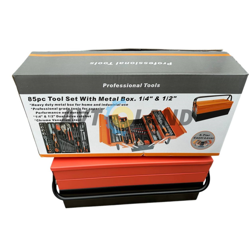 Набір інструментів (ящик метал) 85 од.1/2″1/4″DR Cr-V купити дешево