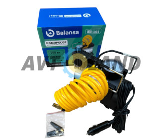 Компресор 150ВТ/10атм/35л шланг спираль3м.шнур прикуриватель3м.сумка, BALANSA