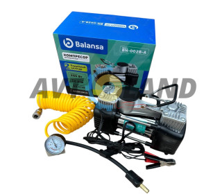 Компресор 200 ВТ/10атм/60л 2 цил. шланг спіраль 5м з манометром.шнур клеми 3м.сумка, BALANSA