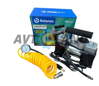 Компресор 200ВТ/10атм/60л 2цил.шланг 5м с маномитром.шнур прикуриватель 3м.сумка.  BALANSA	
