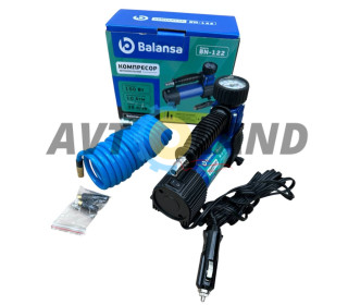 Компресор 150ВТ/10атм/35л шланг спіраль 3м знімний.шнур прикурювач 3м.сумка,BALANSA