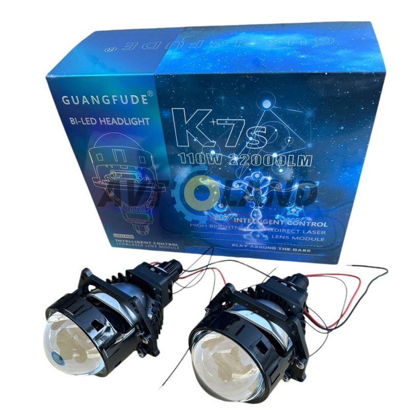 Светодиодные Bi-LED лед линзы GUANGFUDE 3.0″ дюйма универсальная 65W 5100K 24V (2шт) купить недорого