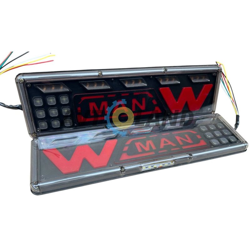 Ліхтар задній LED 12-24V 46x13 см (поворотник, що біжить), комплект 2 шт. MAN купити дешево