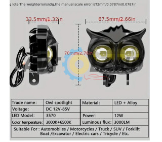 Светодиодная двухцветная фара Moto LED Mini Сова 20W 2000Lm 9-60V для мотоцикла, мопеда, скутера