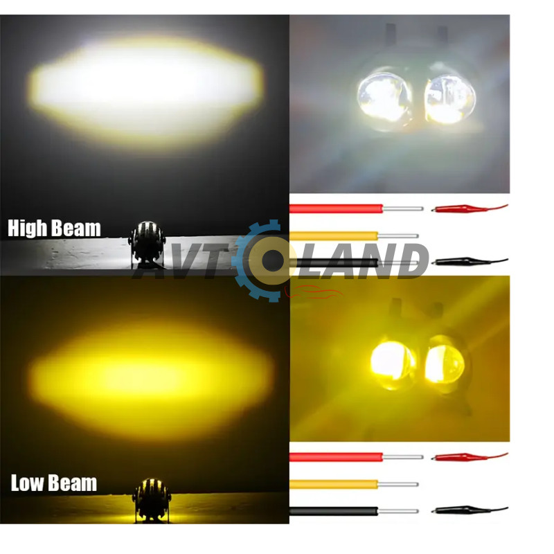 Світлодіодна двокольорова фара Moto LED Mini Сова 20W 2000Lm 9-60V для мотоцикла, мопеда, скутера купити дешево