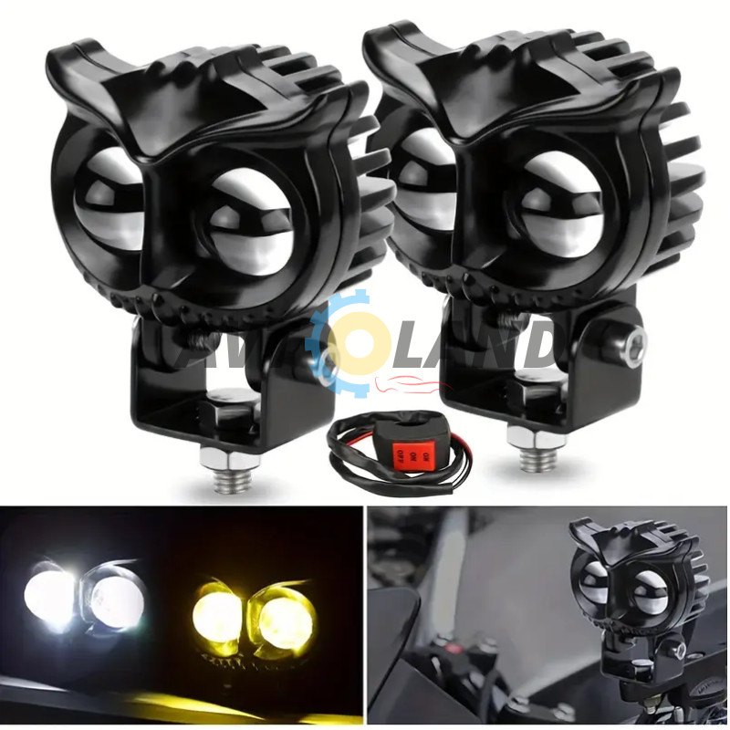 Світлодіодна двокольорова фара Moto LED Mini Сова 20W 2000Lm 9-60V для мотоцикла, мопеда, скутера купити дешево