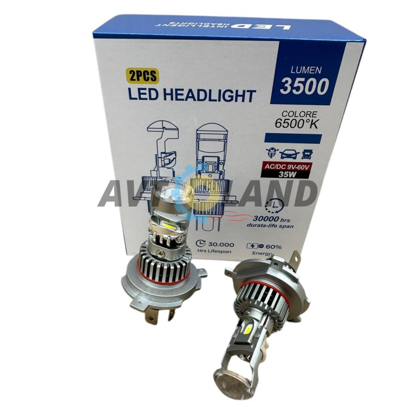 Светодиодные LED лед лампы линзы GT4 цоколь H4, мини би-линзы 6500К 12 вольт купить недорого