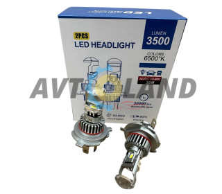 Светодиодные LED лед лампы линзы GT4 цоколь H4, мини би-линзы 6500К 12 вольт