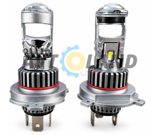 Світлодіодні LED лід лампи лінзи GT4 цоколь H4, міні бі-лінзи 6500К 12 вольт