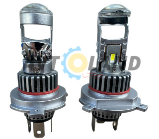 Светодиодные LED лед лампы линзы GT4 цоколь H4, мини би-линзы 6500К 12 вольт