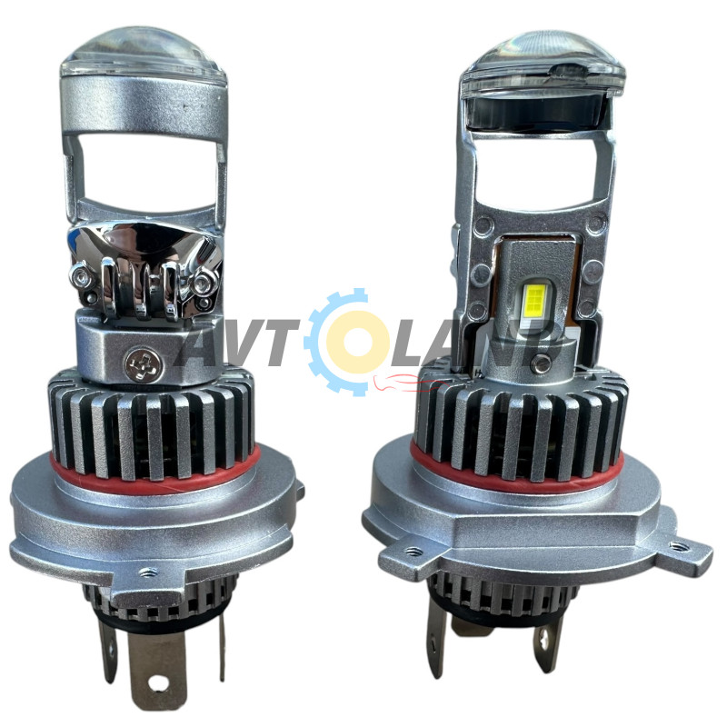 Светодиодные LED лед лампы линзы GT4 цоколь H4, мини би-линзы 6500К 12 вольт купить недорого