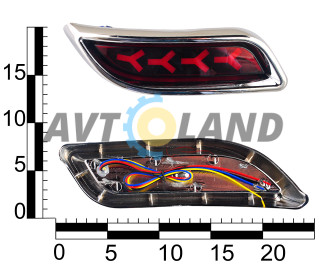 Катафот заднего бампера ВАЗ 2170-71 светодиодный, LED, Хром, (к-т 2 шт.)