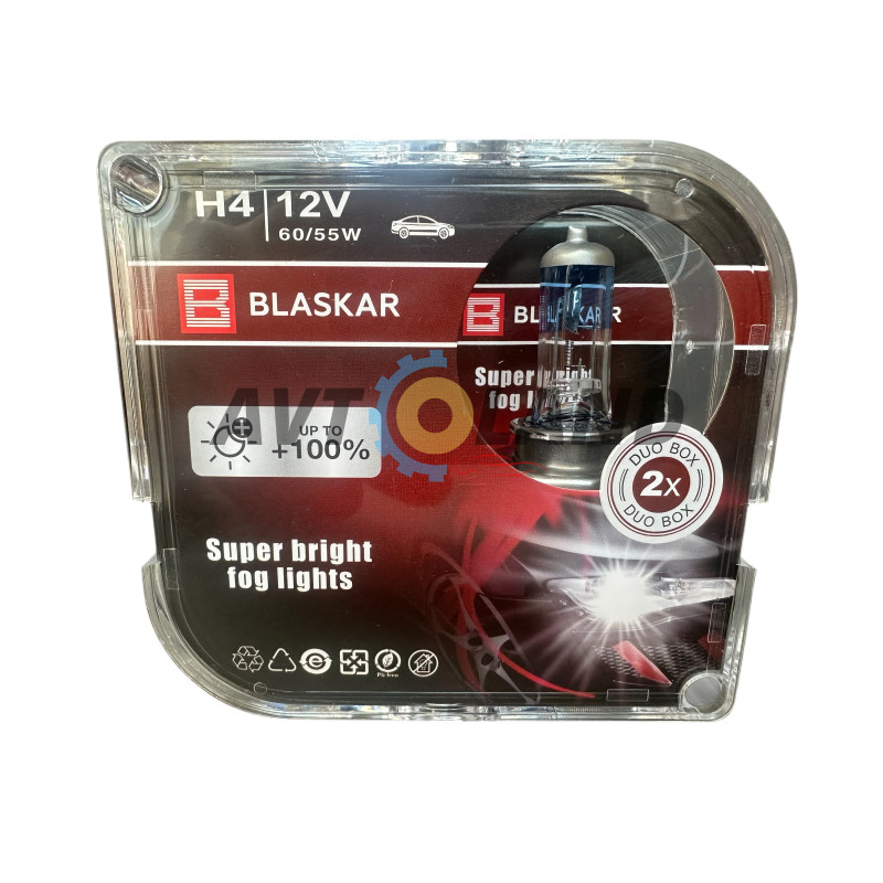 Лампи галогенові BLASKAR-H4-12v60/55w+100% купити дешево