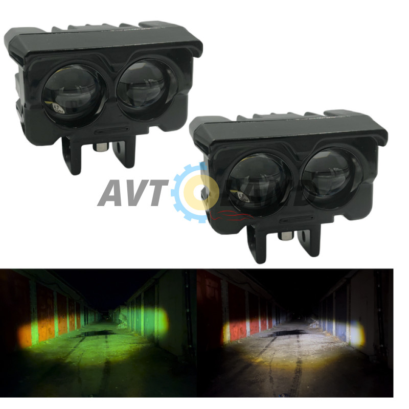 Led додаткова Mini фара/лінза на авто, мотоцикл, мопед, з функцією білого та жовтого кольору купити дешево