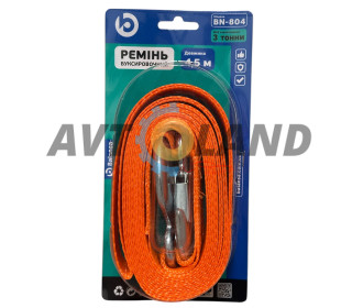 Трос буксировочный лента 3т.4,5м*46мм крюк, Balansa