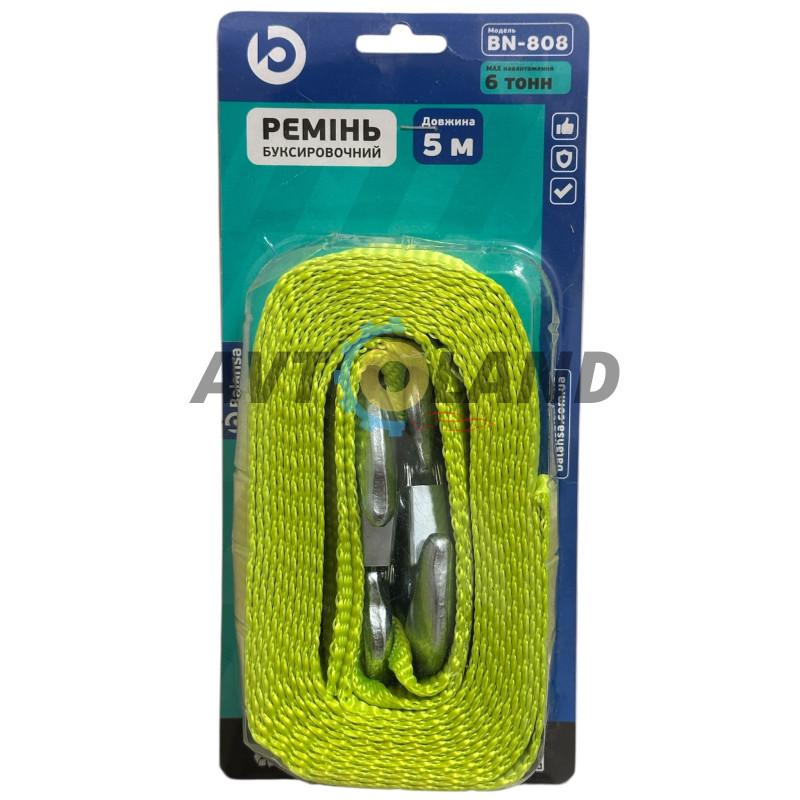 Трос буксирувальний стрічка 6т.5м*60мм гачок ,Balansа купити дешево