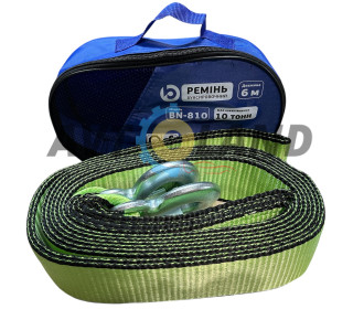 Трос буксировочный лента ГОСТ усиленный ,10т.6м*75мм крюк Balansа