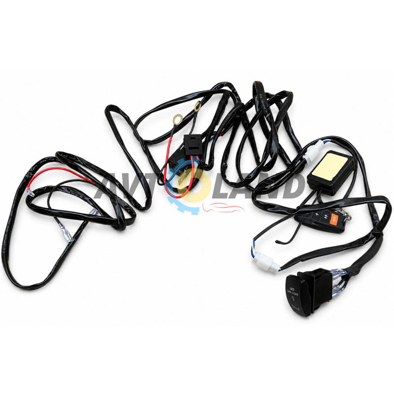 Проводка для любых LED фар и LED балок (С Пультом) 3 м кабель перемыкательреле предохранитель купить недорого
