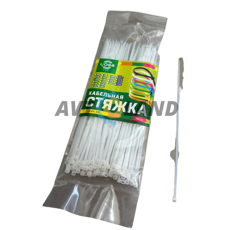 Стяжка кабельная 4*300 белая купить в Украине