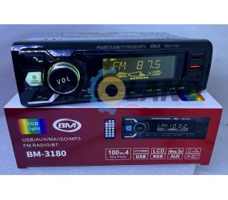 Автомагнітола BOSCHMANN BM-3180 Bluetooth, MP3, RGB-підсвічування, 2xUSB, SD, AUX (1DIN)