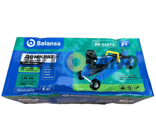 Домкрат гидравлический подкатной 2т 135-280мм 6кг (380*200*135мм) коробка BALANSA