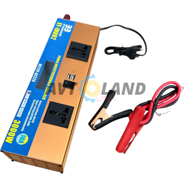Інвертор-зарядка з дисплеєм 3000w 12v + зарядка 10А, 33 STANDART купити дешево