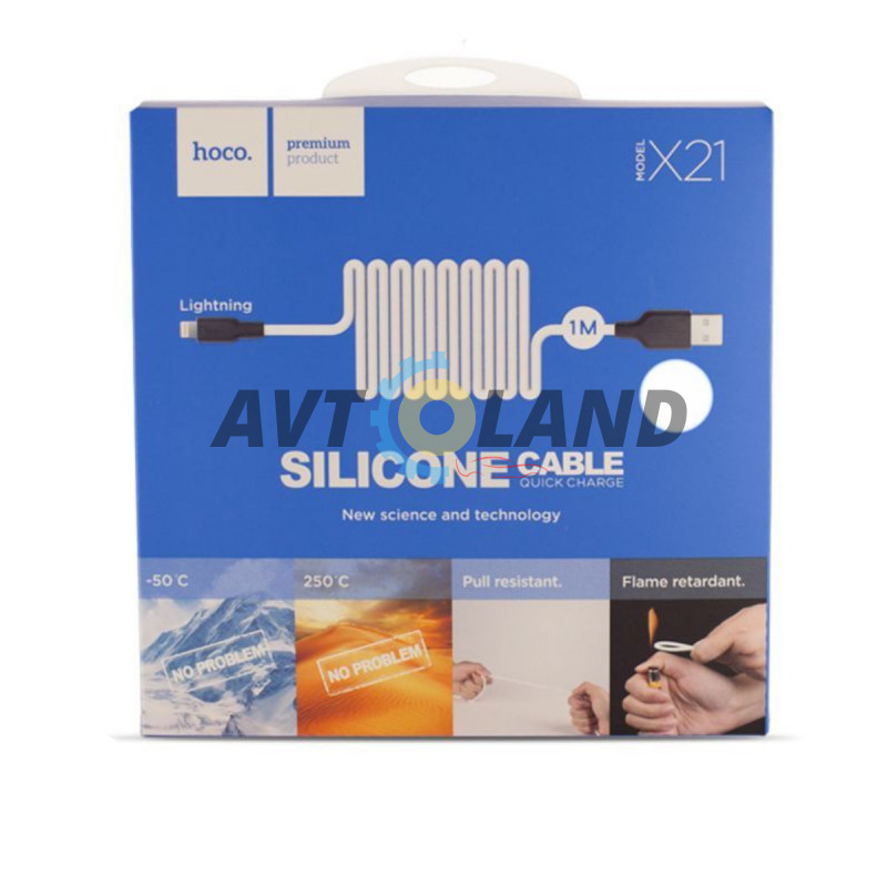 Кабель Hoco X21 Silicone Lightning charging cable Black & White купити дешево