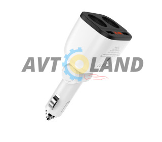 АЗУ Hoco Z28 Power ocean cigarette lighter in-car charger digital displ 2USB 3.1A White
