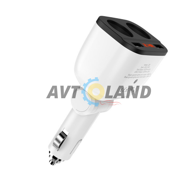 АЗУ Hoco Z28 Power ocean cigarette lighter in-car charger digital displ 2USB 3.1A White купить в Украине