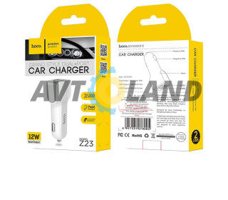АЗП Hoco Z23 grand style dual-port car charger 2USB 2.4A White