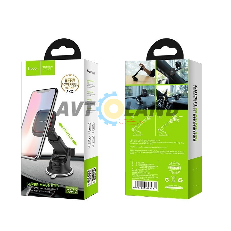 Холдер Hoco CA42 Cool Journey in-car dashboard holder with stretch rod Black & Red купити дешево