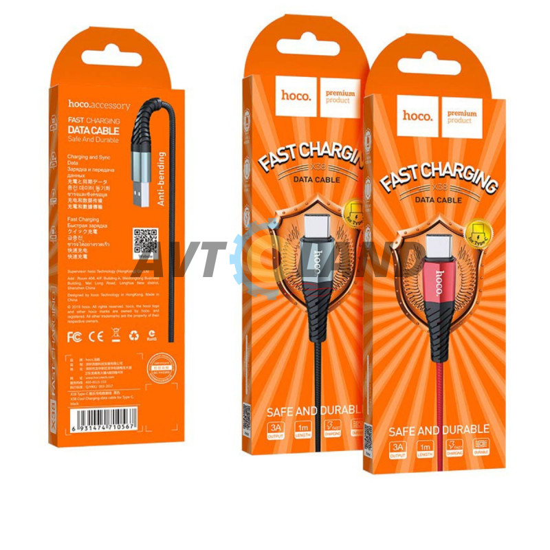 Кабель Hoco X38 Cool Charging data cable for Type-C Black купити дешево