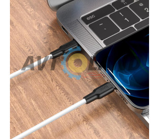 Кабель Hoco X21 Plus Silicone PD charging data cable for Lightning 1m Black & White